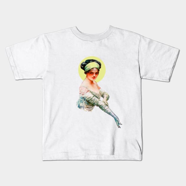 girl in long gloves and silk tiara on her head Kids T-Shirt by Marccelus